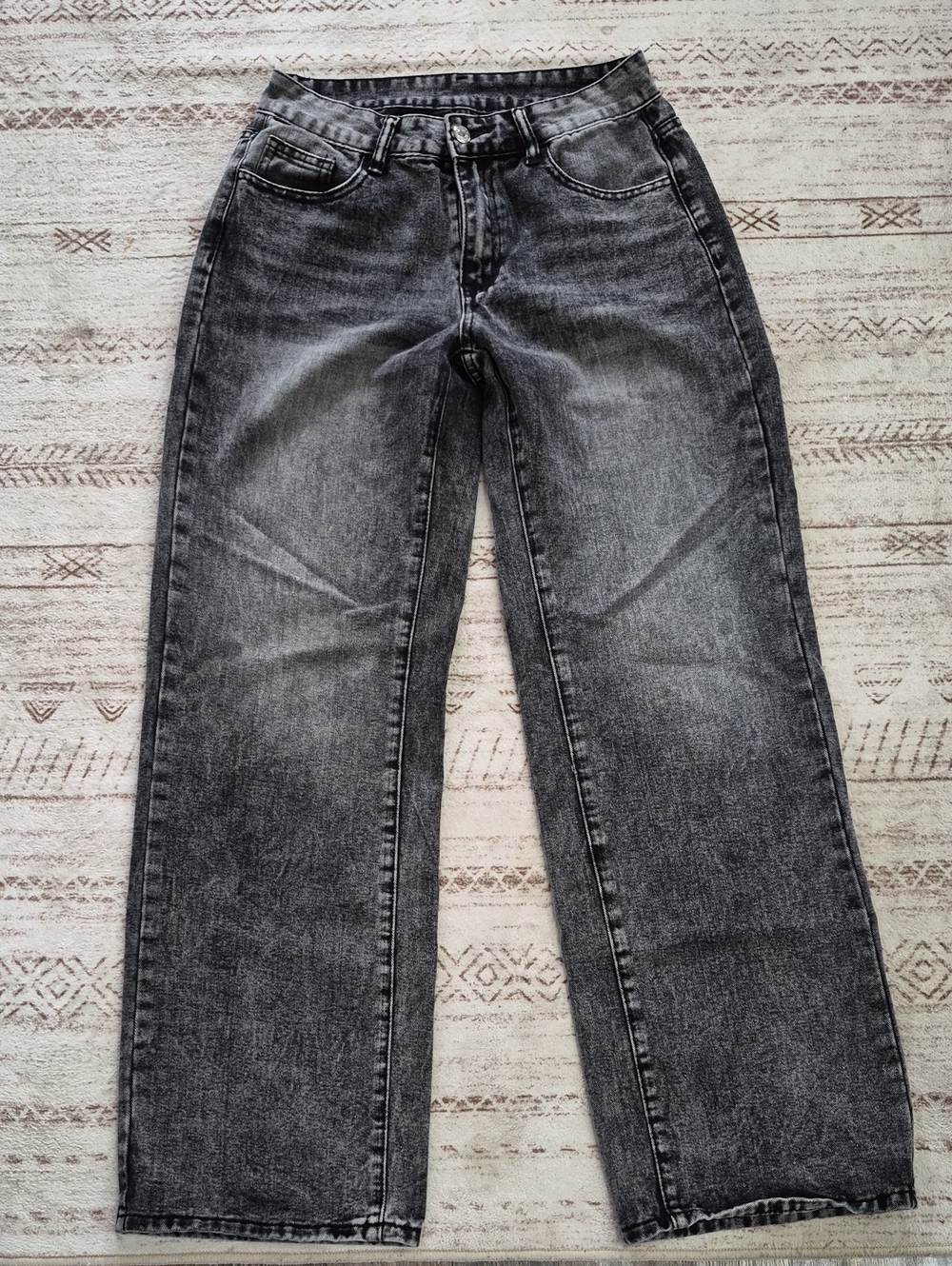 SHEIN Women's Washed Black Wide Leg Jeans